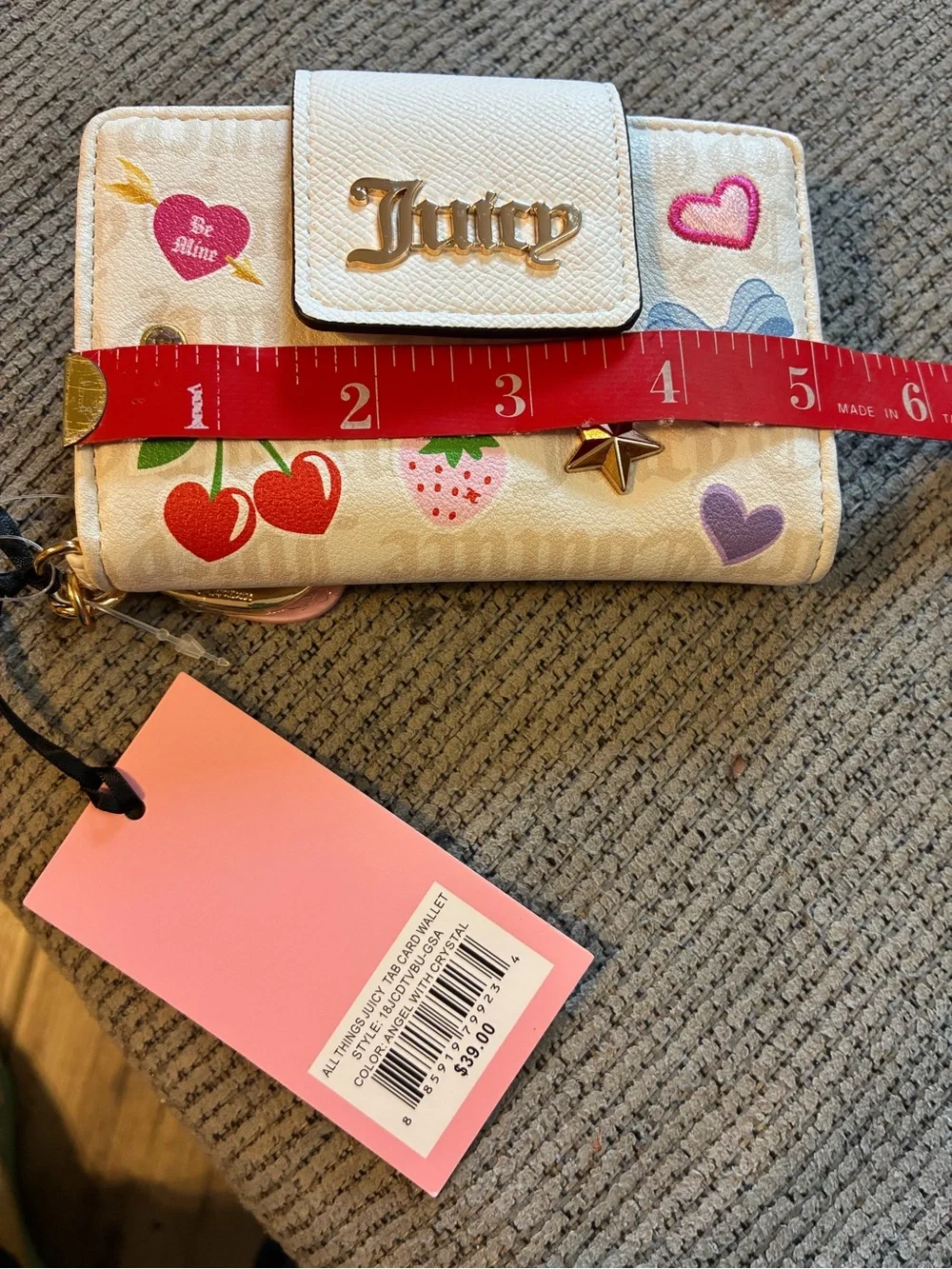 NWT “All Things Juicy Tab Card Wallet” Color Angel With Crystal